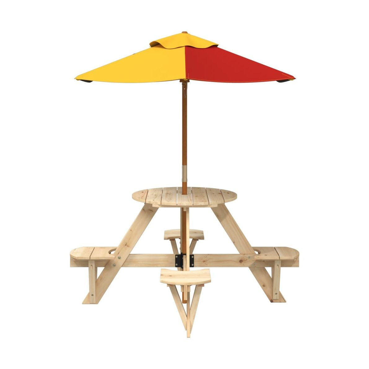 Mesa De Picnic Para 4 Niños Agujero Para Sombrilla Madera Abeto