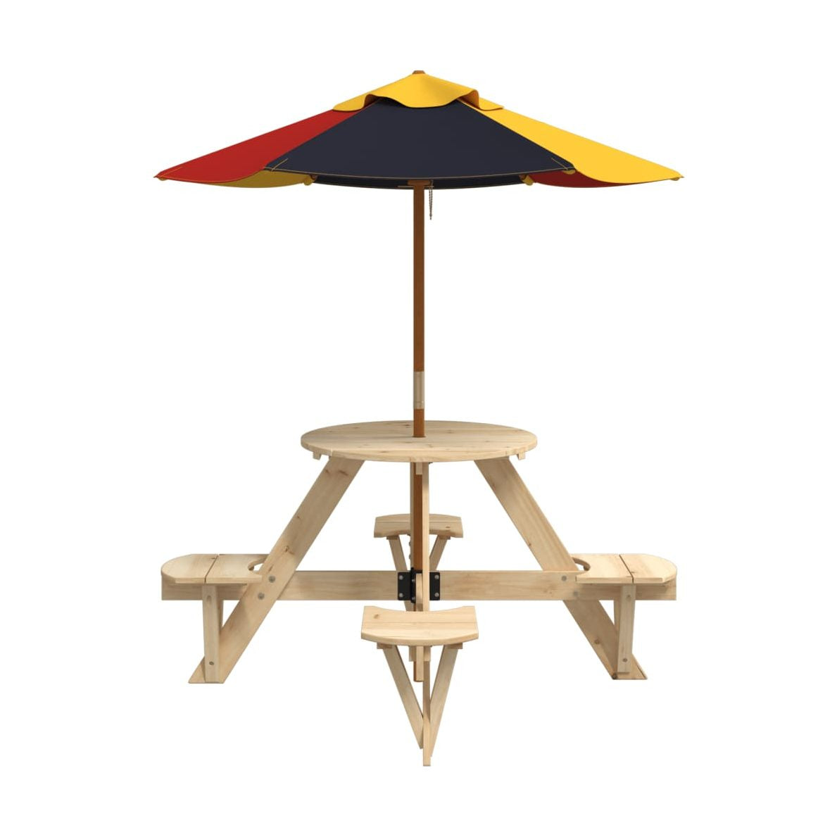 Mesa De Picnic Para 4 Niños Agujero Para Sombrilla Madera Abeto