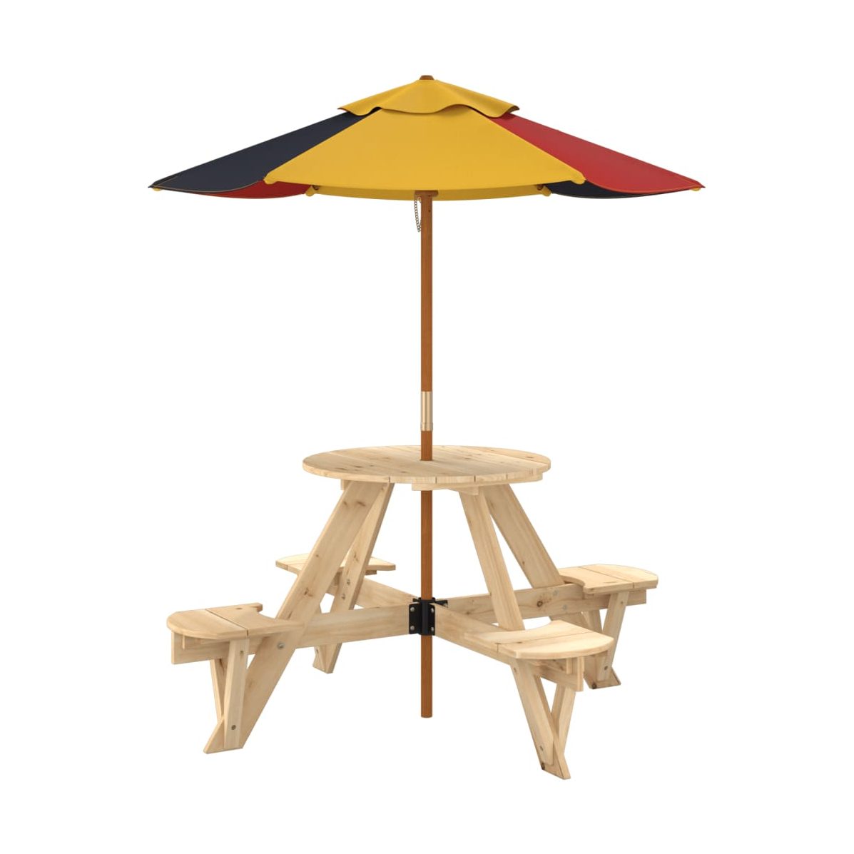 Mesa De Picnic Para 4 Niños Agujero Para Sombrilla Madera Abeto