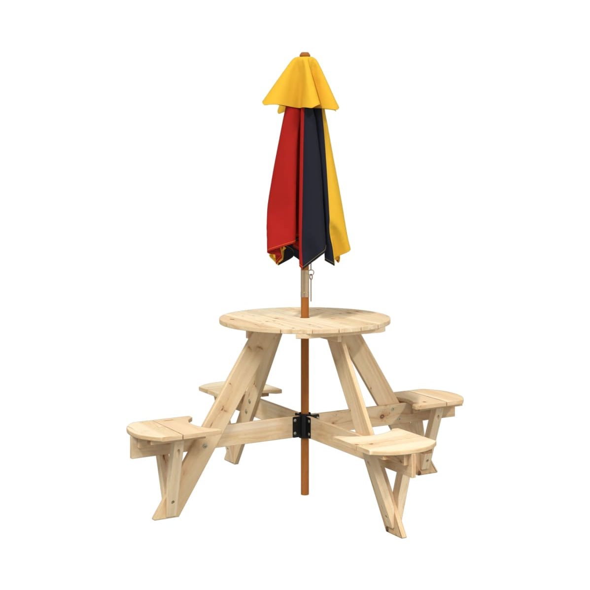 Mesa De Picnic Para 4 Niños Agujero Para Sombrilla Madera Abeto