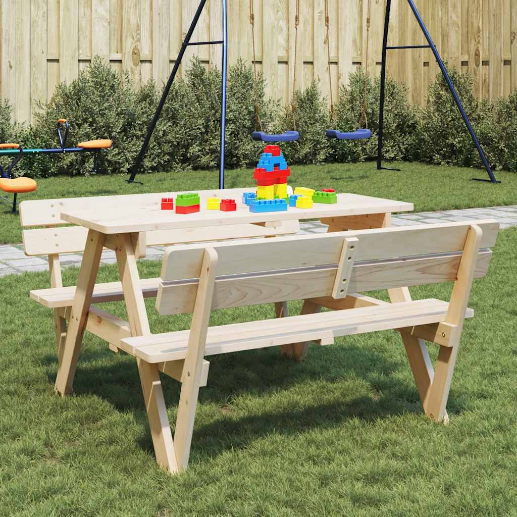 Mesa De Picnic Para 4 Niños Agujero Para Sombrilla Madera Abeto