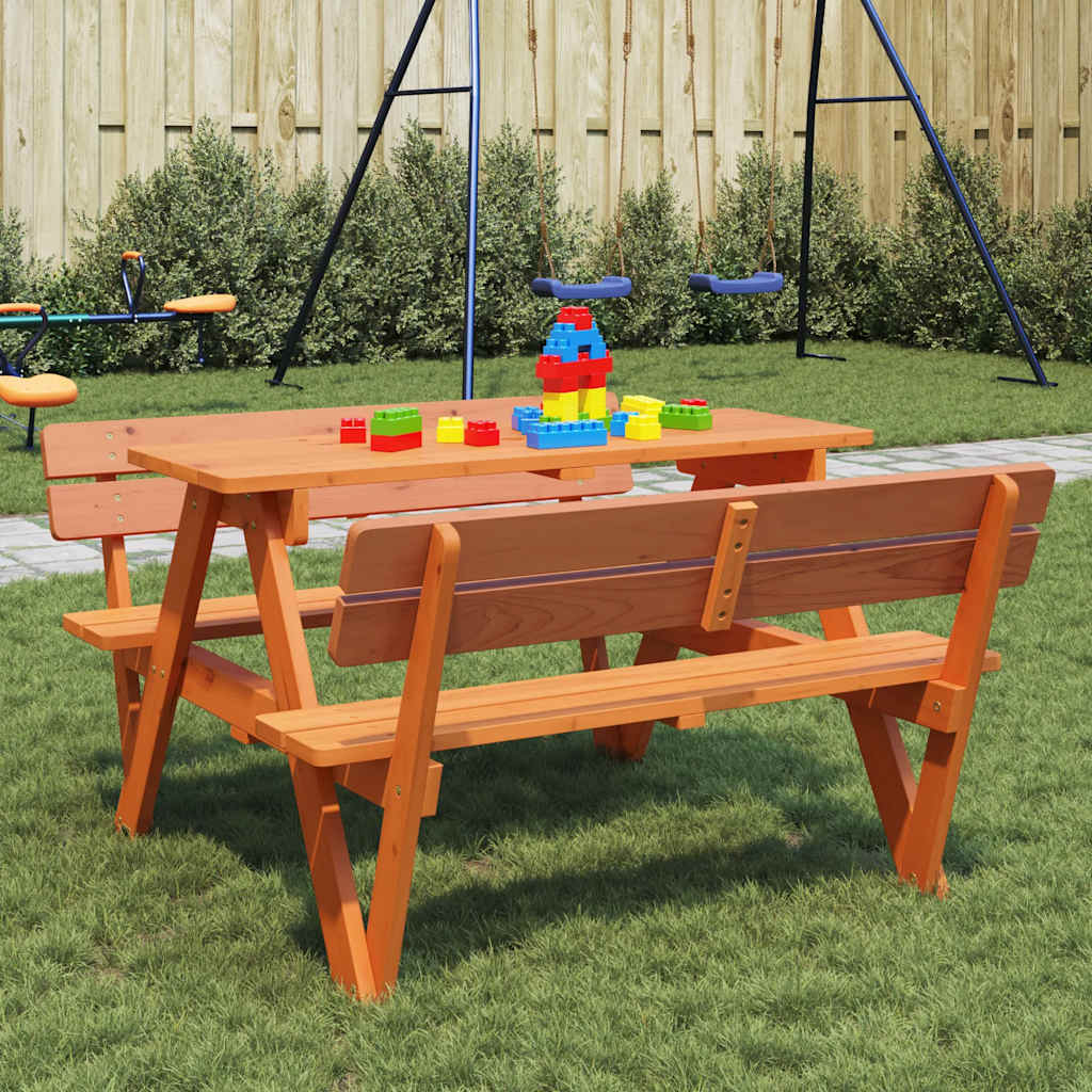 Mesa De Picnic Para 4 Niños Agujero Para Sombrilla Madera Abeto