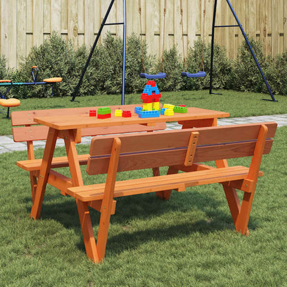 Mesa De Picnic Para 4 Niños Agujero Para Sombrilla Madera Abeto