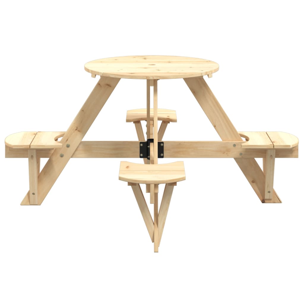 Mesa De Picnic Para 4 Niños Agujero Para Sombrilla Madera Abeto