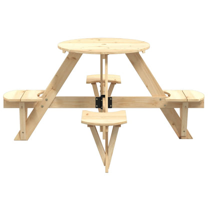 Mesa De Picnic Para 4 Niños Agujero Para Sombrilla Madera Abeto