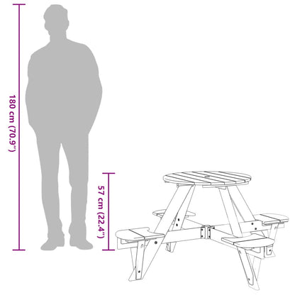 Mesa De Picnic Para 4 Niños Agujero Para Sombrilla Madera Abeto