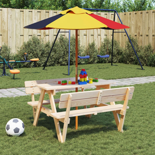 Sombrilla De Jardín Para Niños Con Poste De Madera Ø120X140 Cm