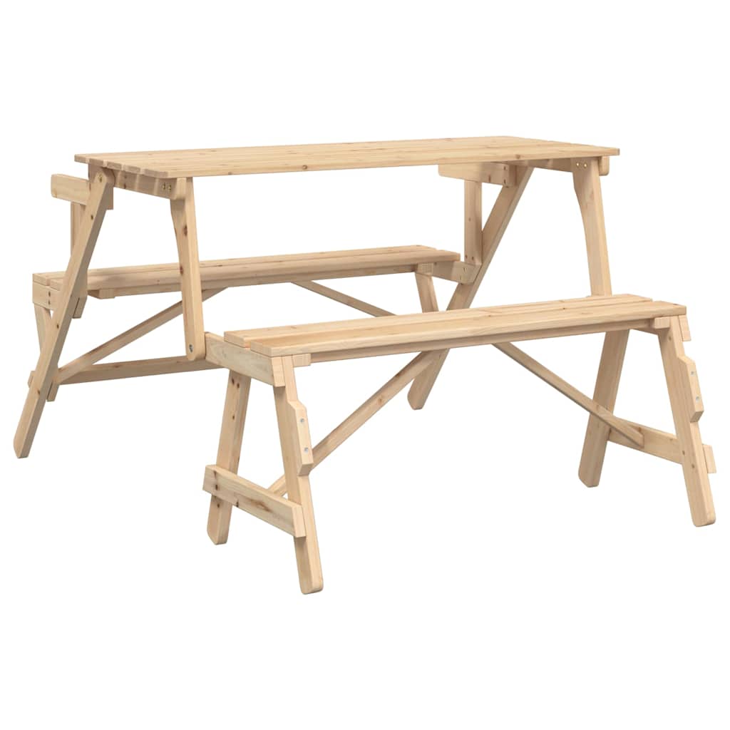 Mesa De Picnic Bancos 2 En 1 Convertible Madera Maciza Abeto