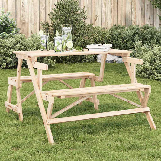 Mesa De Picnic Bancos 2 En 1 Convertible Madera Maciza Abeto