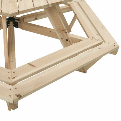 Mesa De Picnic Hexagonal 6 Niños Agujero Sombrilla Madera Abeto
