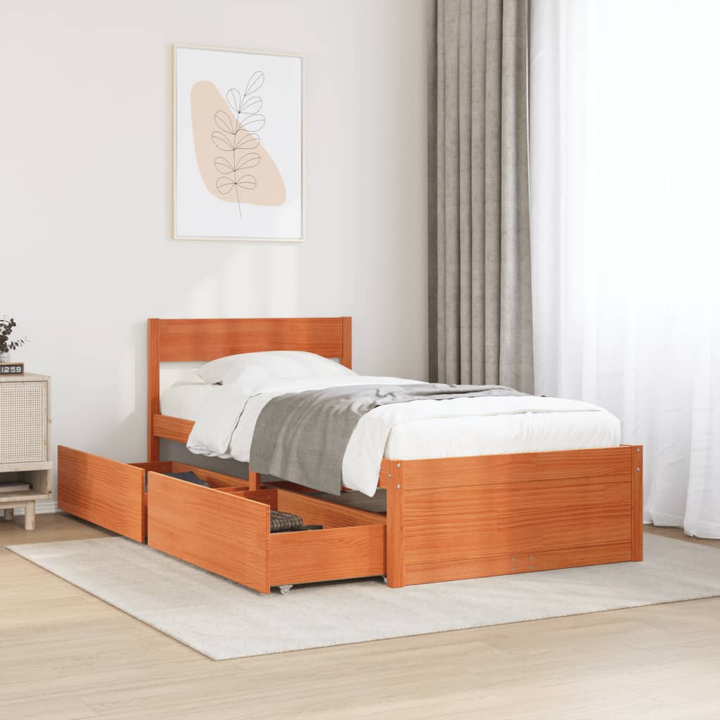 Cama Sin Colchón Madera Maciza De Pino