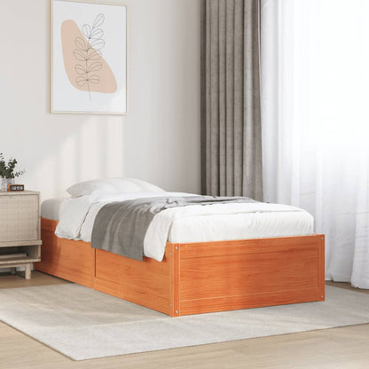 Estructura De Cama Sin Colchón Madera Maciza Marrón