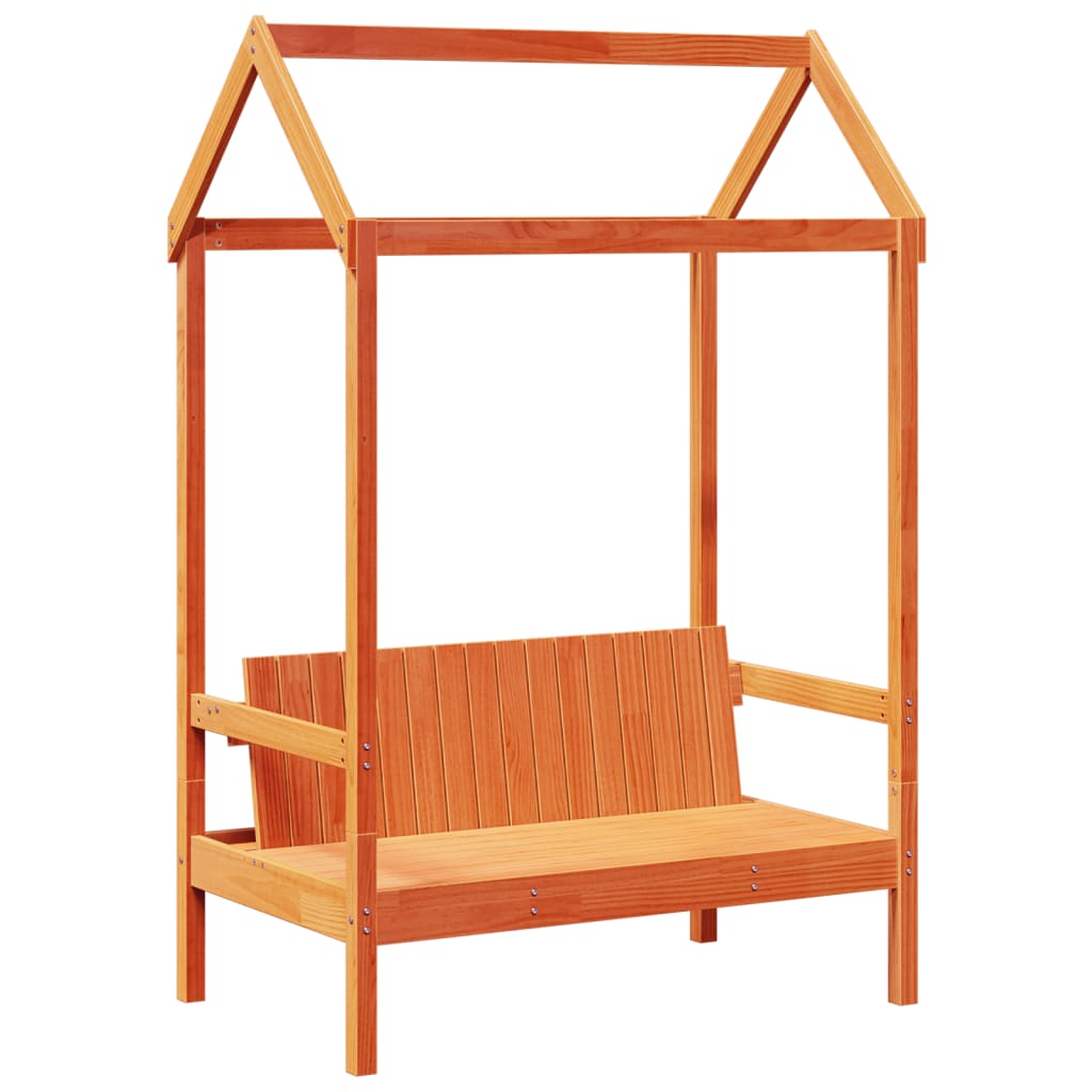 Banco Con Techo Madera Maciza Pino 117,5X70X176,5Cm