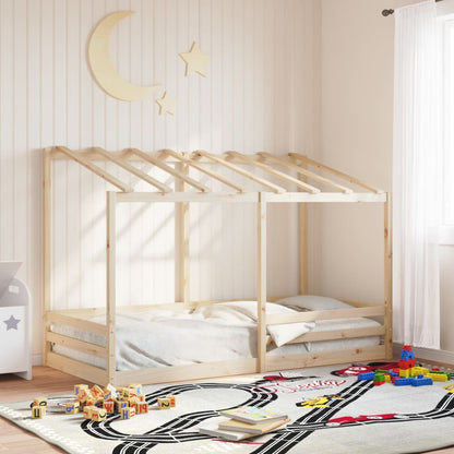 Cama Infantil Con Techo Madera Maciza Pino Marrón