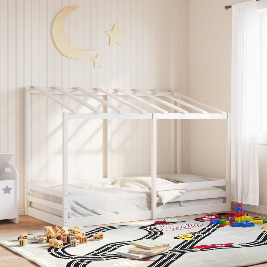 Cama Infantil Con Techo Madera Maciza Pino Marrón