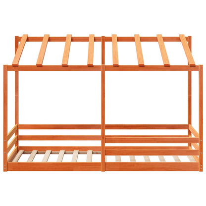 Cama Infantil Con Techo Madera Maciza Pino Marrón