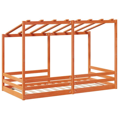 Cama Infantil Con Techo Madera Maciza Pino Marrón