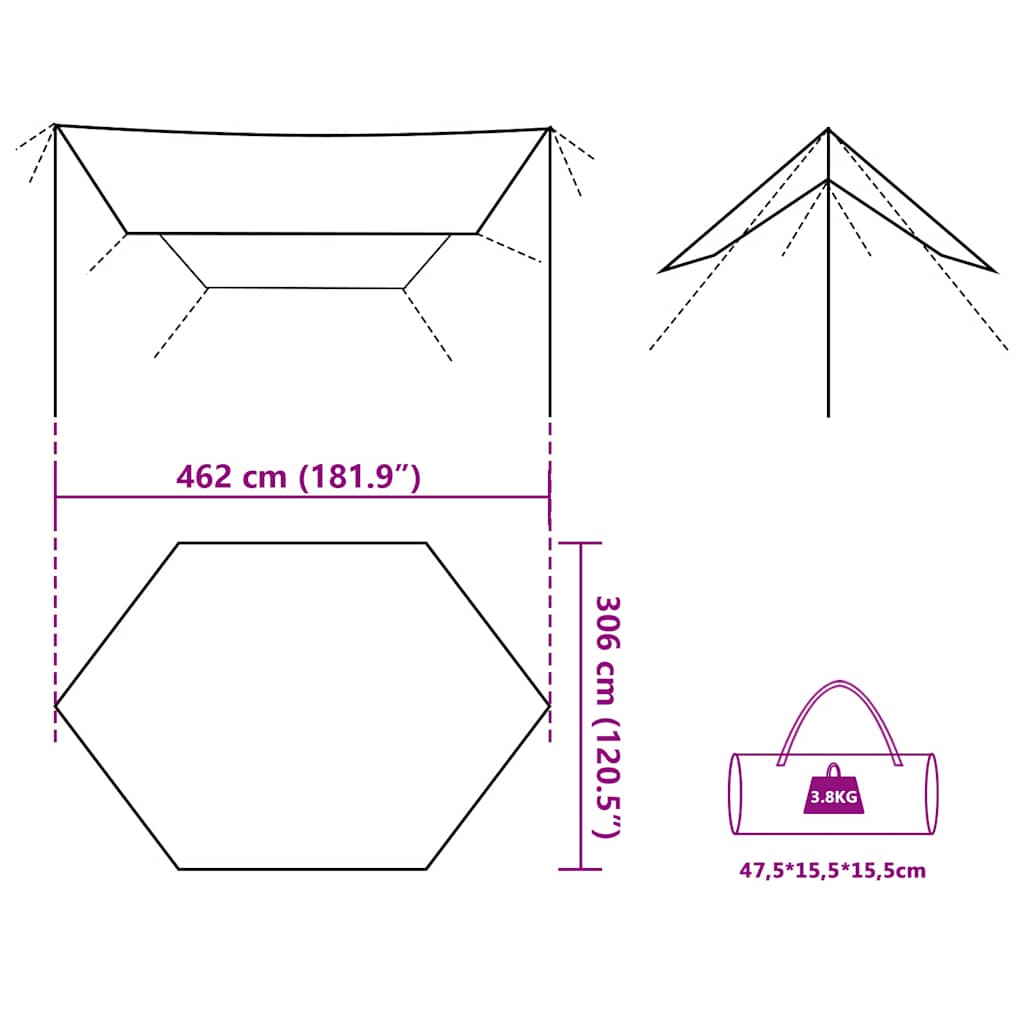 Lona De Camping Impermeable 462X306X211 Cm