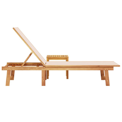 Tumbona Con Mesa Madera Maciza De Acacia Y Textileno
