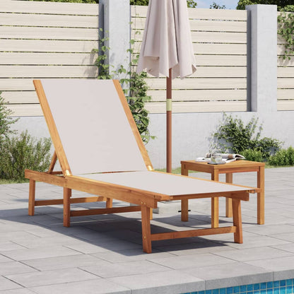 Tumbona Con Mesa Madera Maciza De Acacia Y Textileno