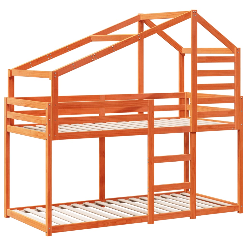 Cama Con Techo Madera Maciza Pino Marrón