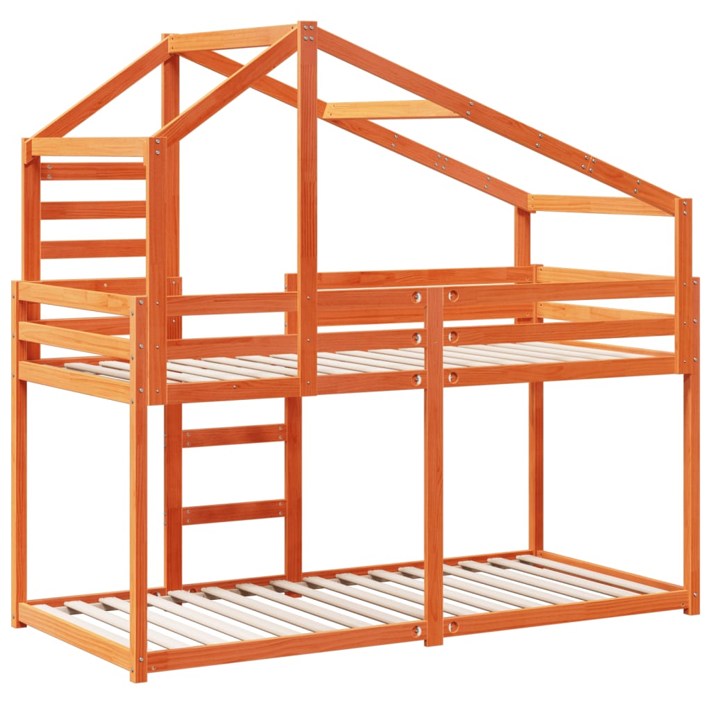 Cama Con Techo Madera Maciza Pino Marrón
