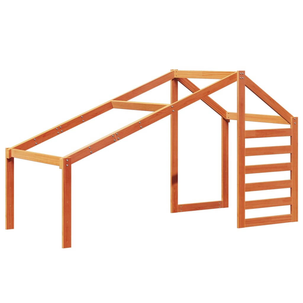 Cama Con Techo Madera Maciza Pino Marrón