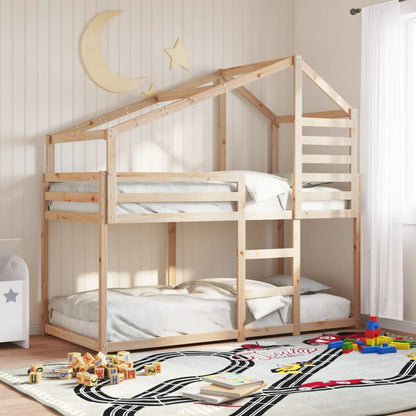 Cama Con Techo Madera Maciza Pino Marrón