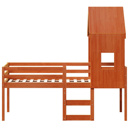 Cama Alta Con Techo Madera Maciza De Pino