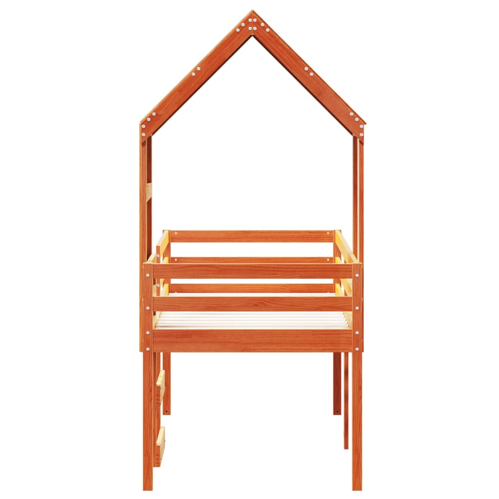 Cama Alta Con Techo Madera Maciza De Pino