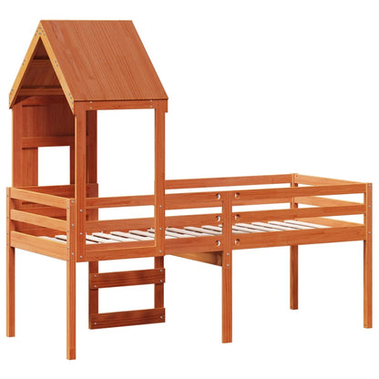 Cama Alta Con Techo Madera Maciza De Pino