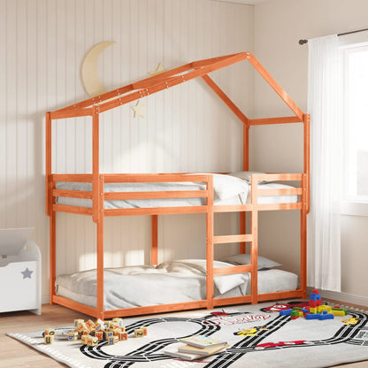 Cama Litera Con Techo Madera Maciza De Pino