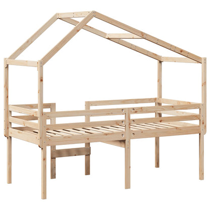 Cama Alta Con Techo Madera Maciza De Pino