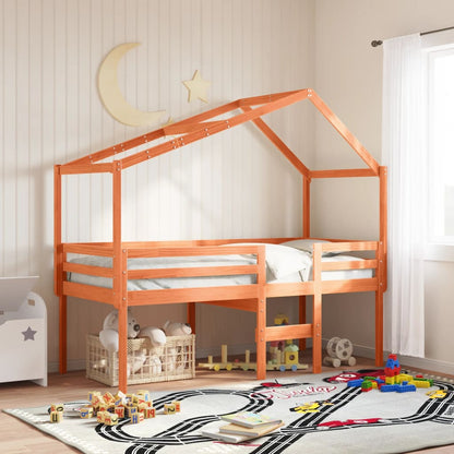 Cama Alta Con Techo Madera Maciza De Pino