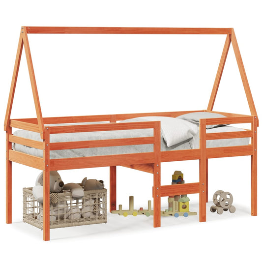 Cama Alta Con Techo Madera Maciza De Pino
