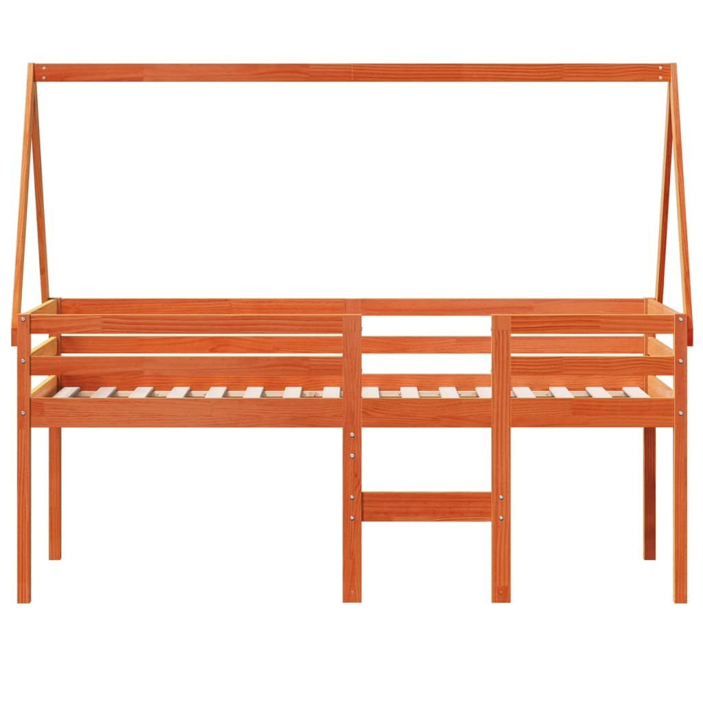 Cama Alta Con Techo Madera Maciza De Pino