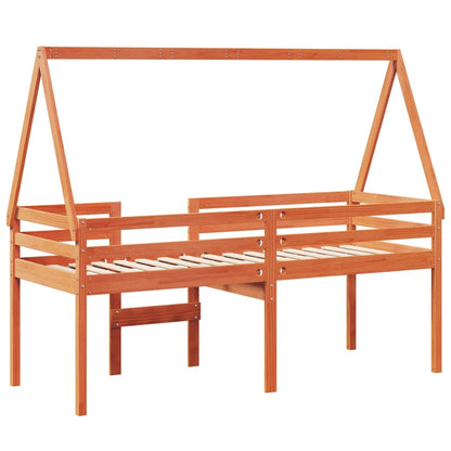 Cama Alta Con Techo Madera Maciza De Pino