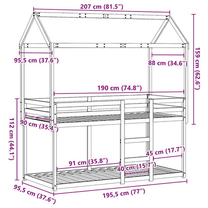 Cama Litera Sin Colchón Madera Maciza De Pino