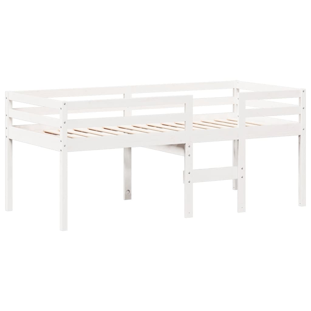 Cama Alta Con Techo Blanca Madera Maciza Pino Blanca