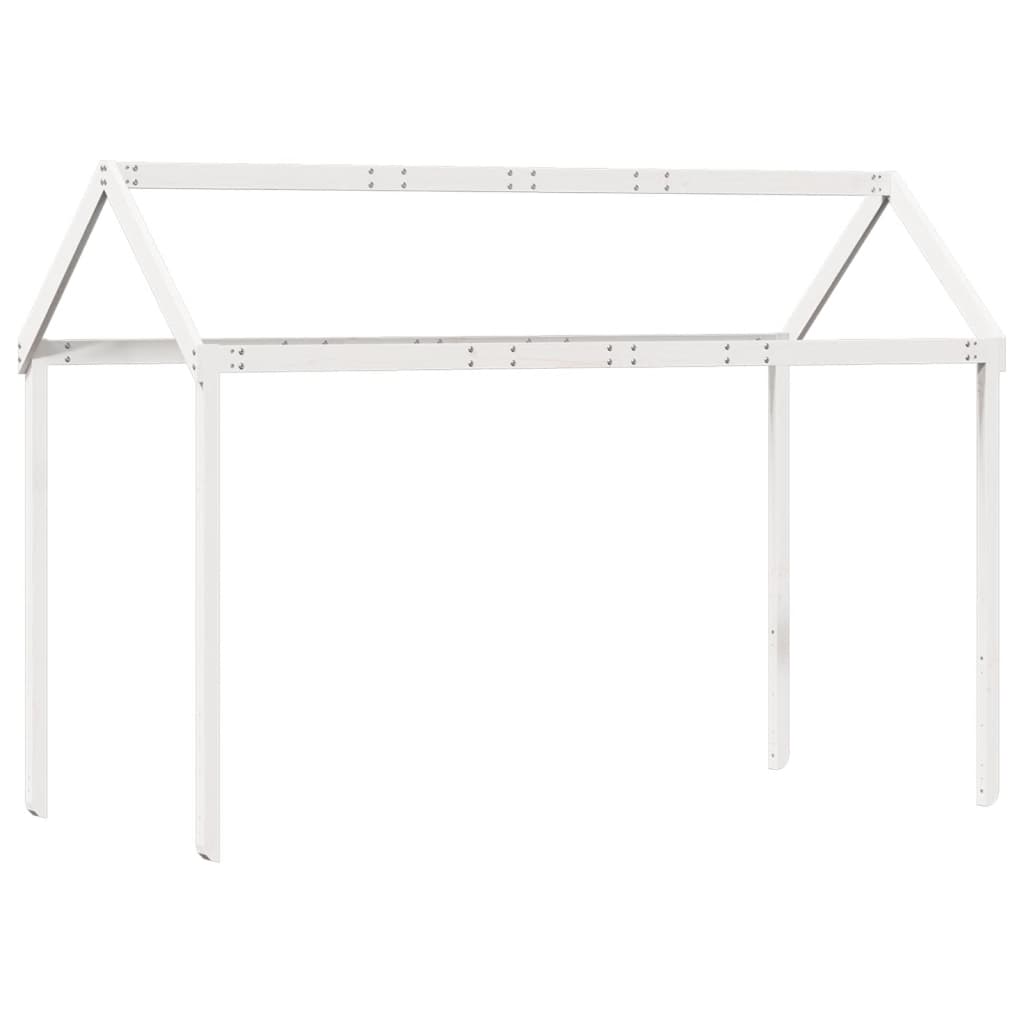 Cama Alta Con Techo Blanca Madera Maciza Pino Blanca