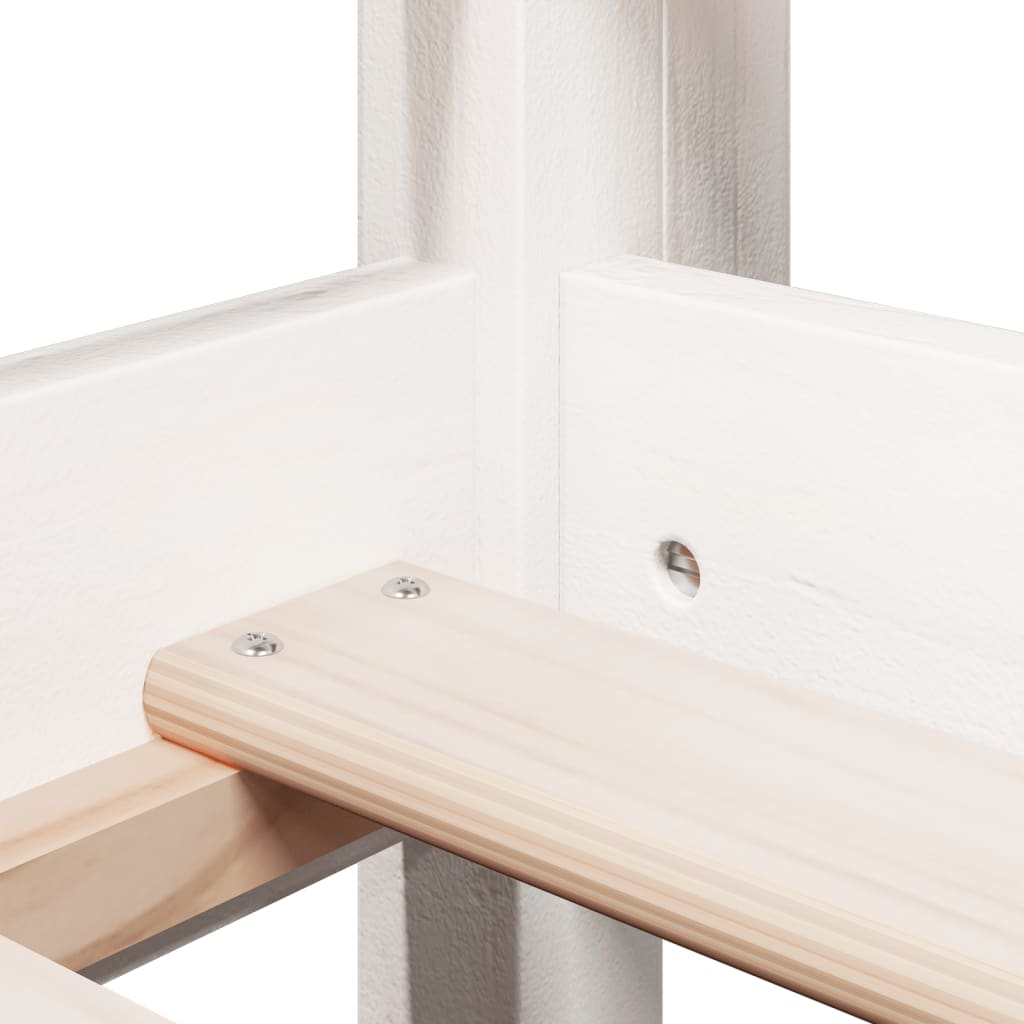 Cama Alta Con Techo Blanca Madera Maciza Pino Blanca
