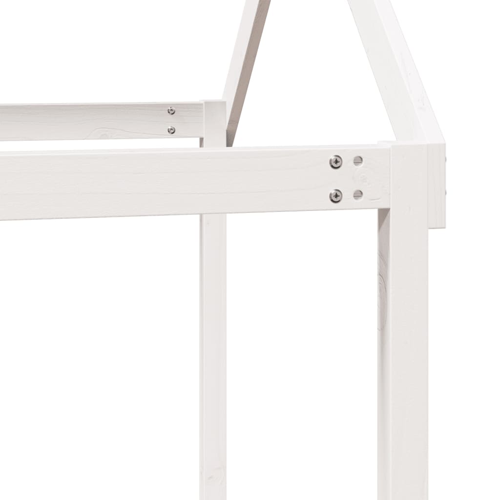Cama Alta Con Techo Blanca Madera Maciza Pino Blanca
