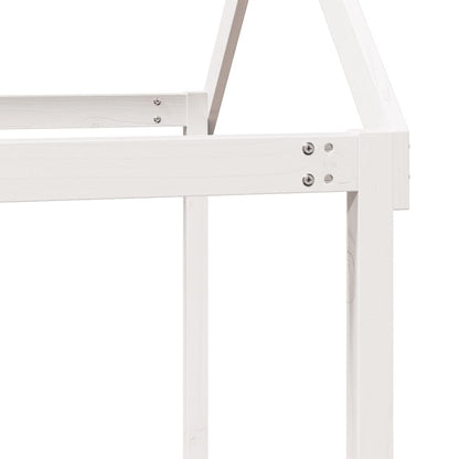 Cama Alta Con Techo Blanca Madera Maciza Pino Blanca