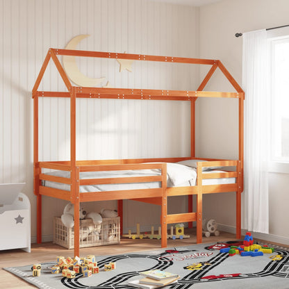 Cama Alta Con Techo Blanca Madera Maciza Pino Blanca