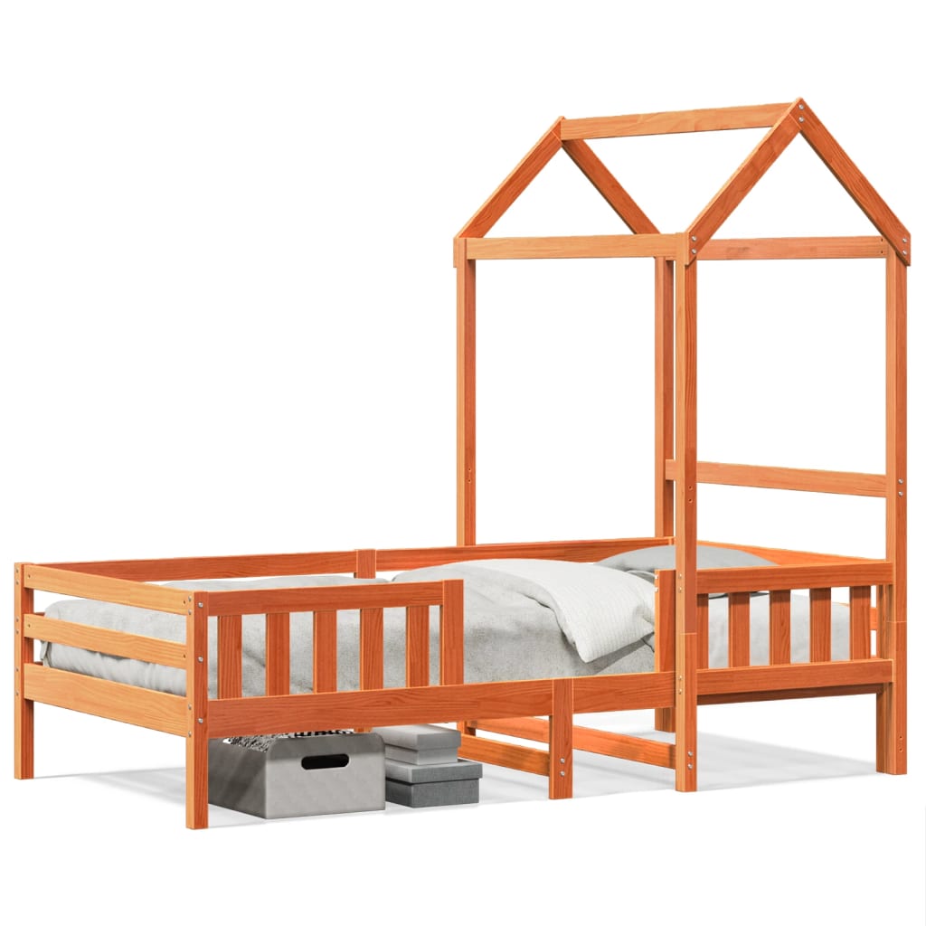Estructura Cama Con Techo Madera Maciza Pino Marrón
