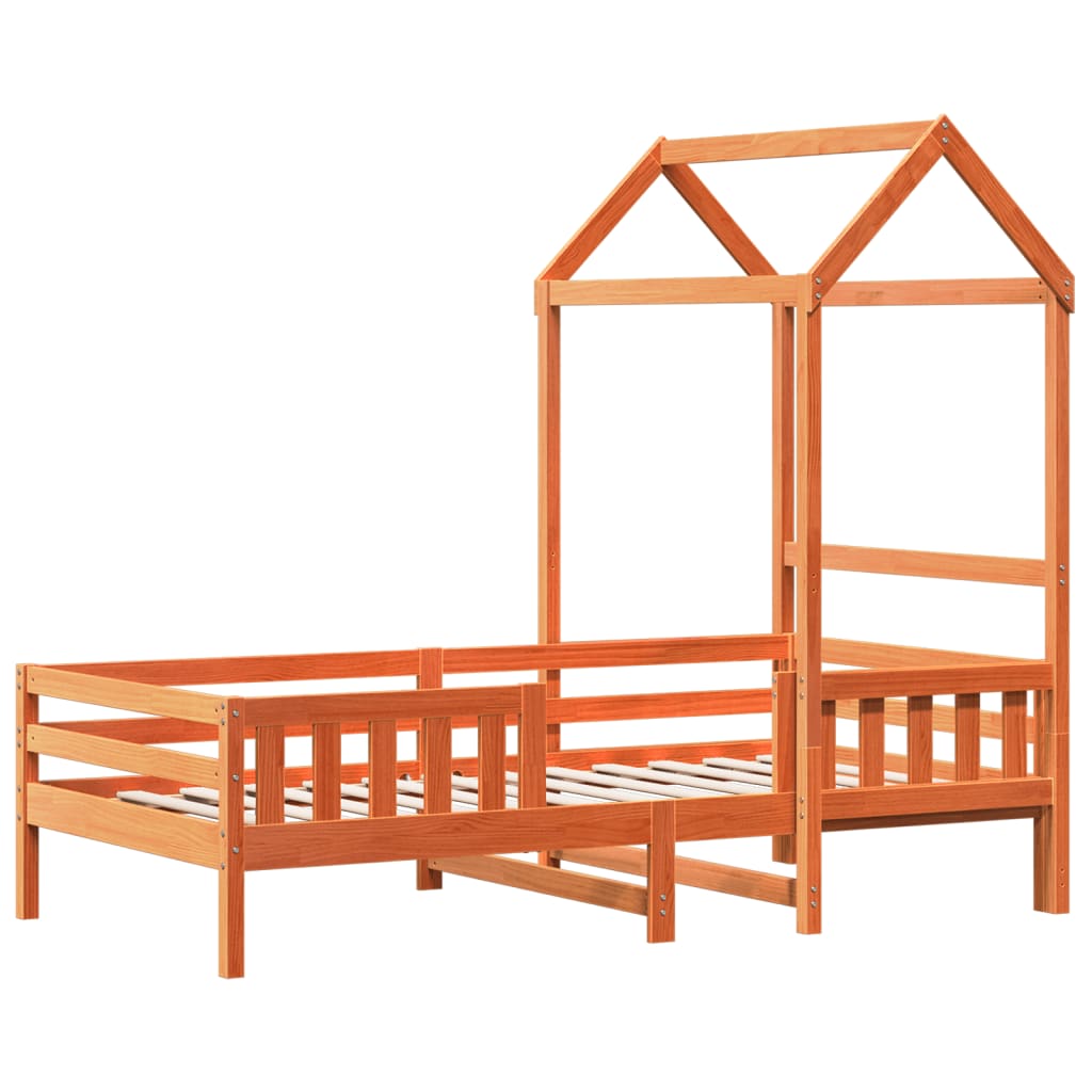 Estructura Cama Con Techo Madera Maciza Pino Marrón