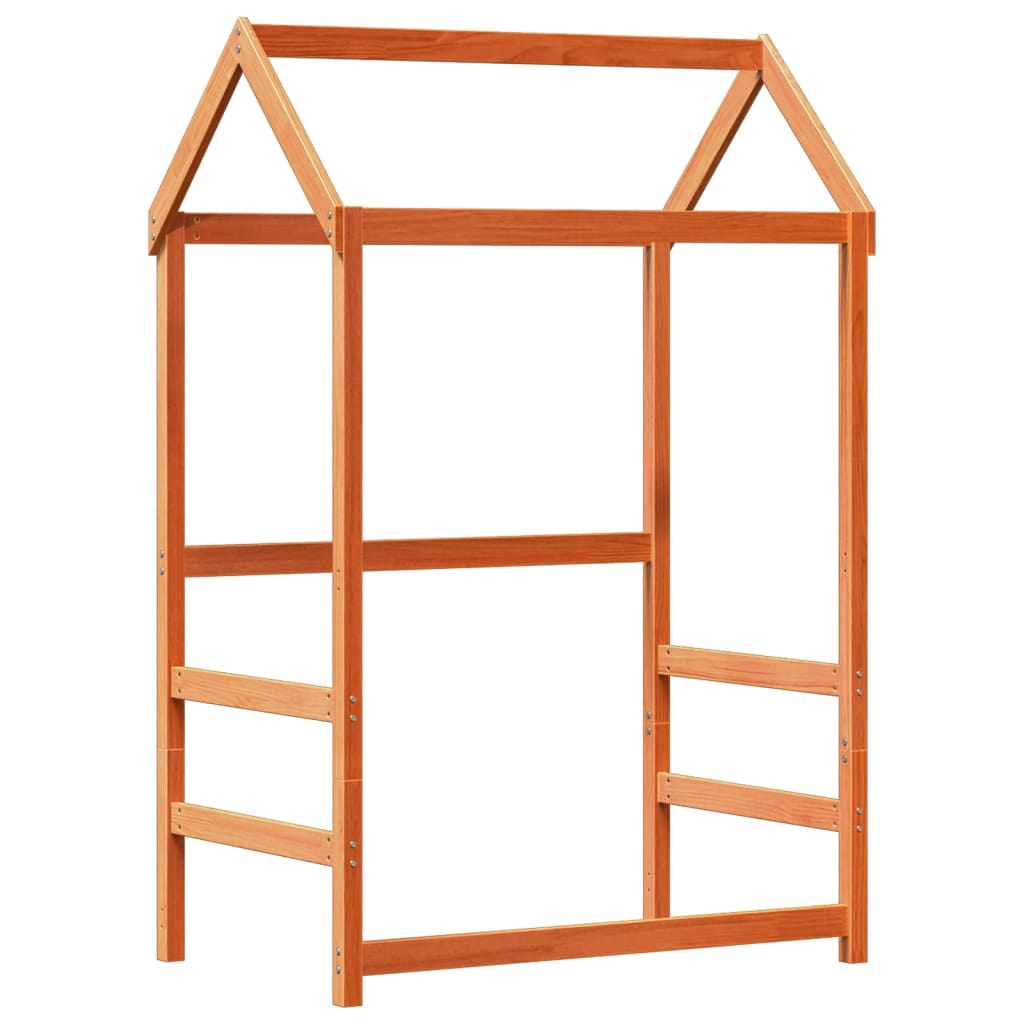 Estructura Cama Con Techo Madera Maciza Pino Marrón