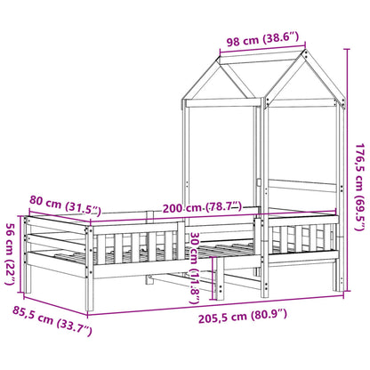 Estructura Cama Con Techo Madera Maciza Pino Marrón