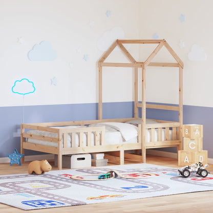 Estructura Cama Con Techo Madera Maciza Pino Marrón