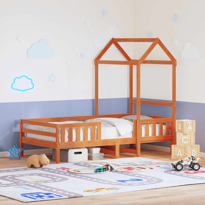 Estructura Cama Con Techo Madera Maciza Pino Marrón